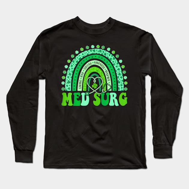 Med Surg  Leopard St Patricks Day Nurse Long Sleeve T-Shirt by Joyful Jesters